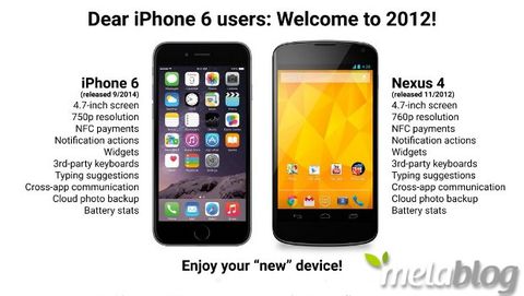 iPhone 6 come il Nexus 4 del 2012? Lo sfottò degli androidiani