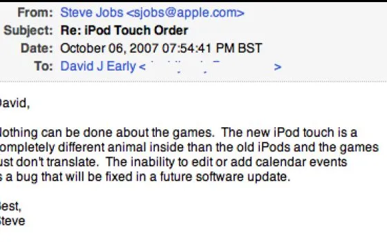 Calendar un bug del Touch: lo assicura Jobs