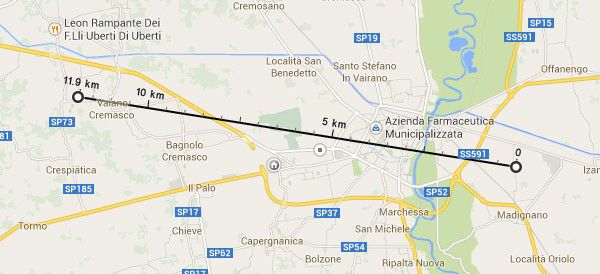 Google Maps: un esempio di come funziona la misurazione delle distanze in linea d'aria