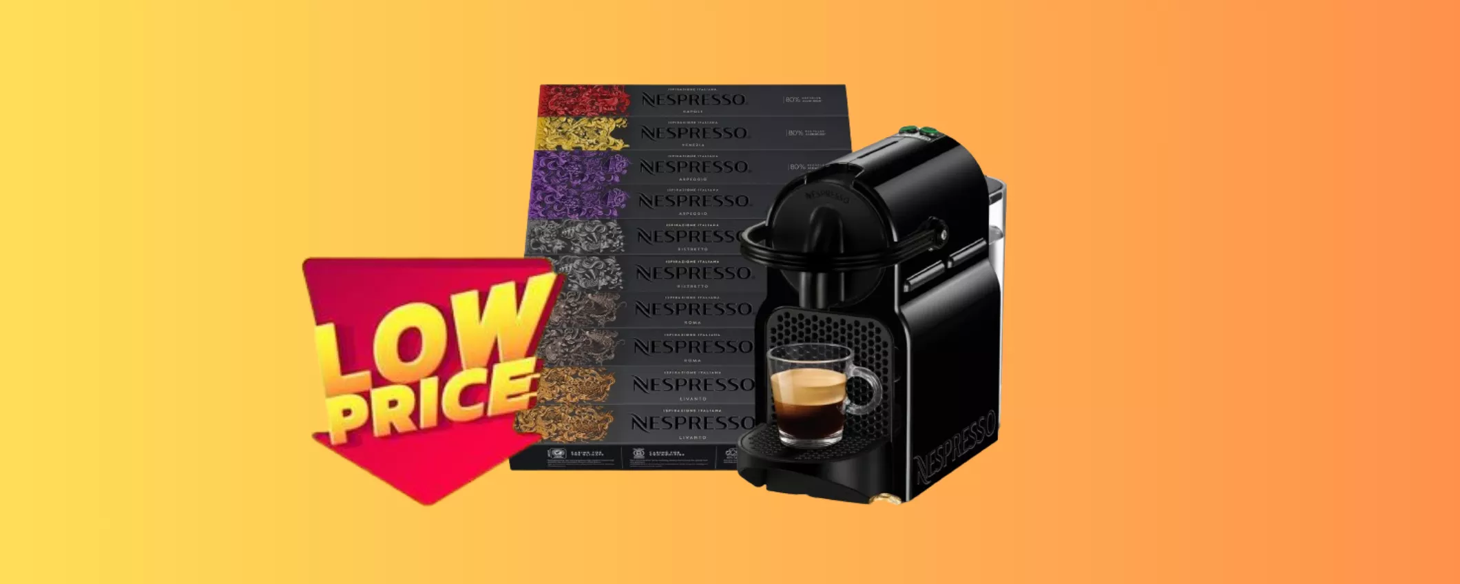 Macchina Nespresso De'Longhi in SCONTO BOMBA (con 90€ di caffè Nespresso IN OMAGGIO!)