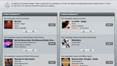 I suggerimenti Genius arrivano anche sull'iTunes Store di iPhone, iPod touch e iPad
