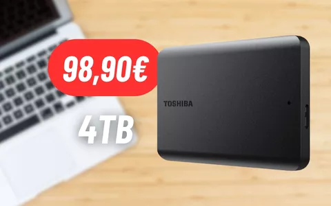 Questo hard disk esterno Toshiba ha uno storage ENORME: 4TB a meno di 100€ (-38%)