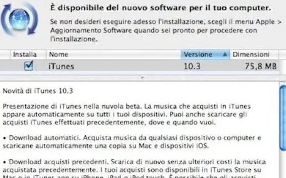 Disponibile iTunes 10.3.1