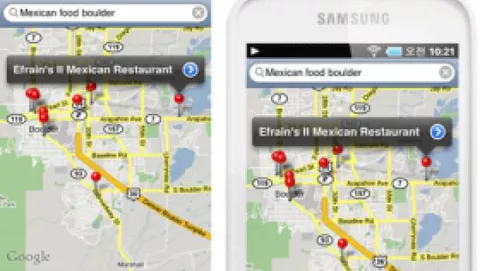 Samsung: uno screenshot dell'app Mappe di iPhone nella pagina web del Galaxy Player