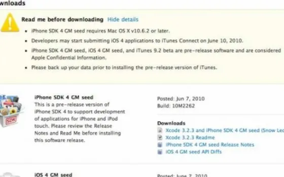 Rilasciate le versioni per sviluppatori di iPhone SDK 4, iOs 4 e iTunes 9.2 beta