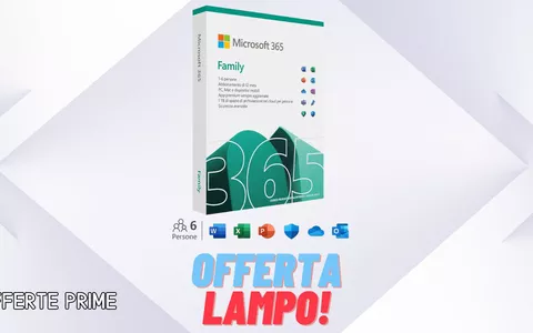 OFFERTA LAMPO: Microsoft 365 Family (6 persone) in sconto Prime del 37%
