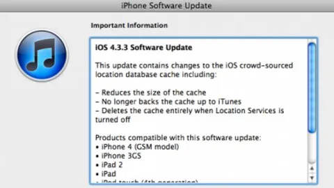 iOS 4.3.3 già disponibile per il download: corretto il bug del location tracking