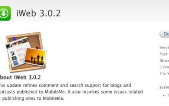 Apple rilascia iWeb 3.0.2