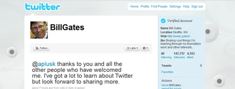 Bill Gates su Twitter: 150.000 followers in poche ore