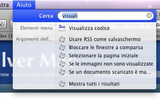 L'Aiuto in Mac OS X Leopard