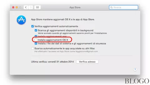 OS X Yosemite, installare automaticamente gli aggiornamenti di sistema