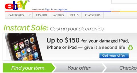 eBay Instant Sale: 150 dollari per un iPad rotto