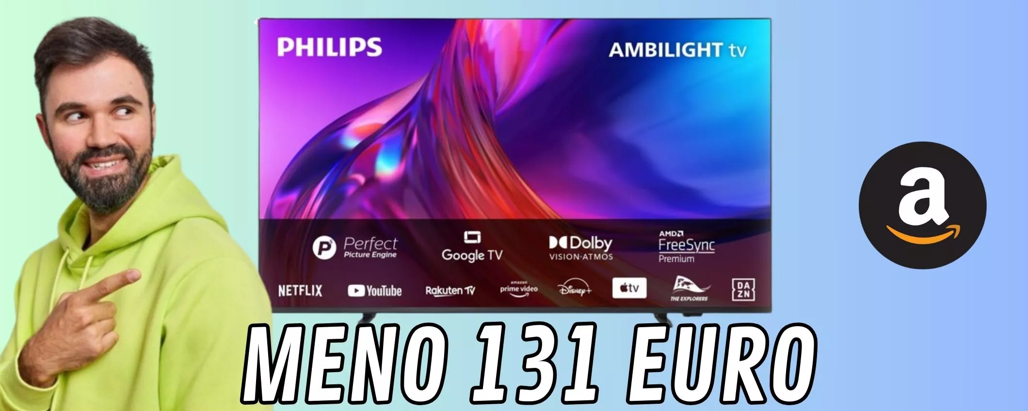 PHILIPS TV 4K LED  55 pollici: il prezzo crolla per questa ottima smart tv con Ambilight