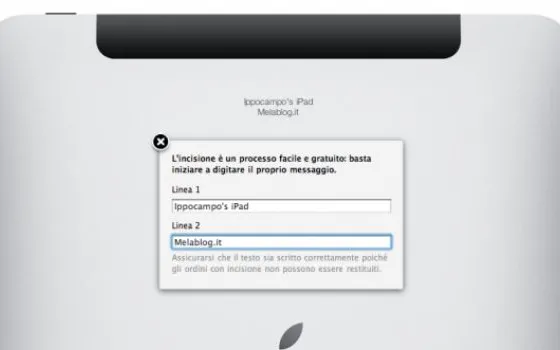 Disponibile l'incisione laser gratuita per iPad