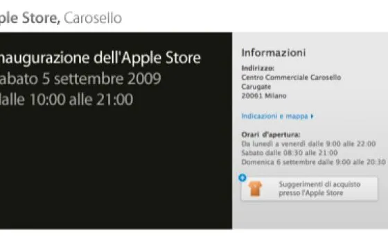5 settembre: inaugurazione Apple Store di Carugate
