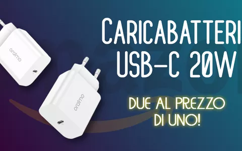 Due caricabatterie USB-C da 20W a soli 11,59€ con COUPON e CODICE PROMO