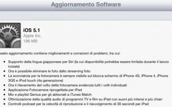 Apple rilascia iOS 5.1