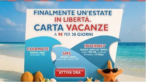 TIM Carta Vacanze 2012: chiamate, SMS e Internet a 9 euro