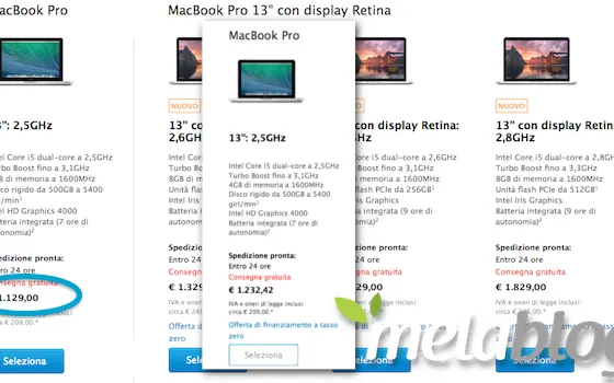 MacBook Pro, Apple taglia il prezzo del modello senza display Retina
