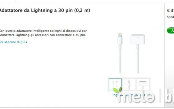 Adattatore i primi adattatori Apple da Lightning a 30 pin