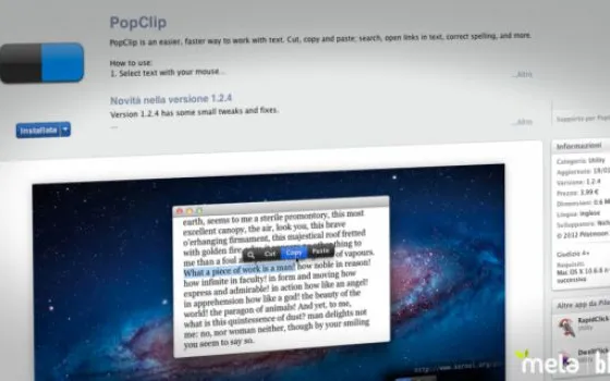 PopClip porta il copia/incolla di iOS su Mac