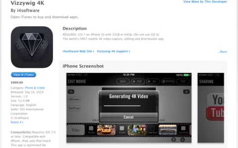 Vizzywig 4K: la app per iPhone da 999,99 dollari