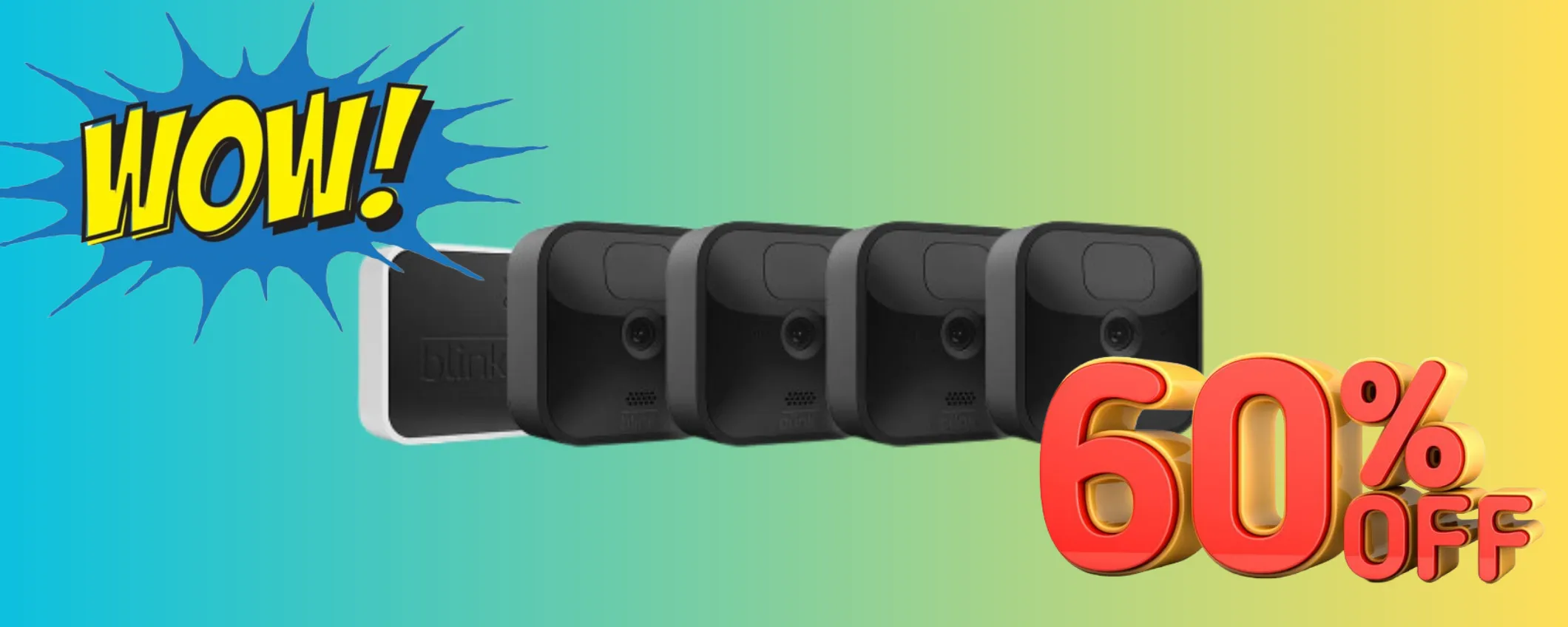 Sconto schock del -60% su 4 Videocamere di sicurezza da esterno in HD Blink