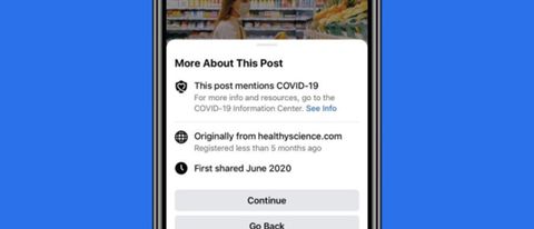 Facebook, pop-up prima di condividere news sul COVID-19