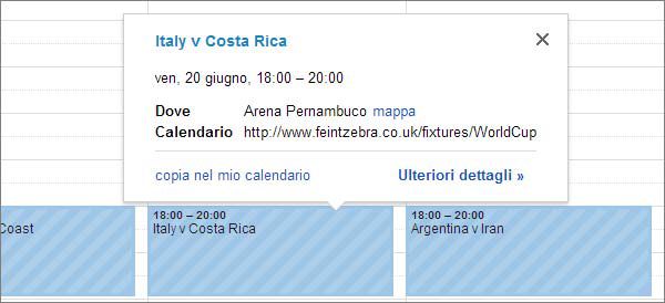Il calendario con tutte le partite di Brasile 2014 su Google Calendar