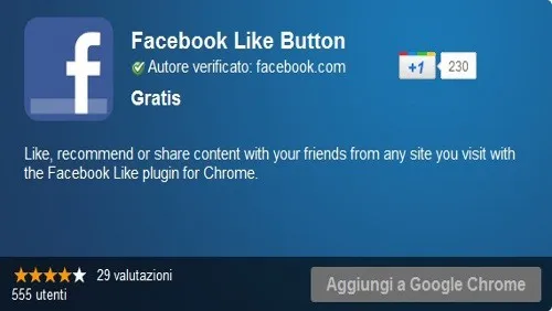 Su Chrome i pulsanti ufficiali di Facebook e Google+
