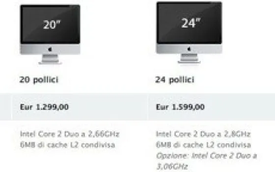 Apple aggiorna gli iMac: processori fino a 3,06GHz