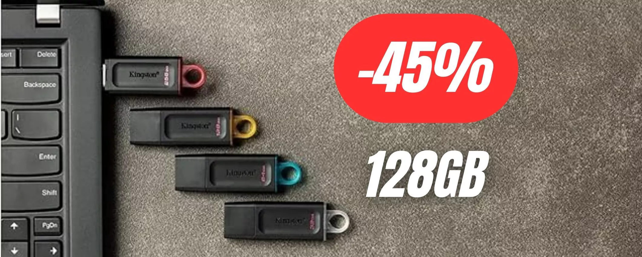 Pennetta USB Kingston da 128GB al 45% di sconto su Amazon