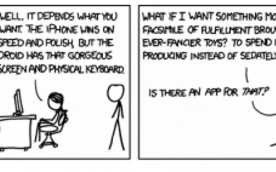 Una striscia di xkcd sulla sfida fra iPhone e Droid