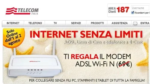 Telecom Italia: modem WiFi in regalo a chi si abbonerà a Internet Senza Limiti