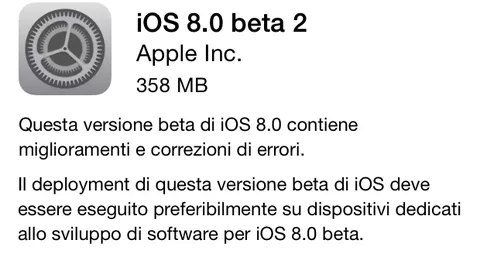 Apple rilascia iOS 8 beta 2