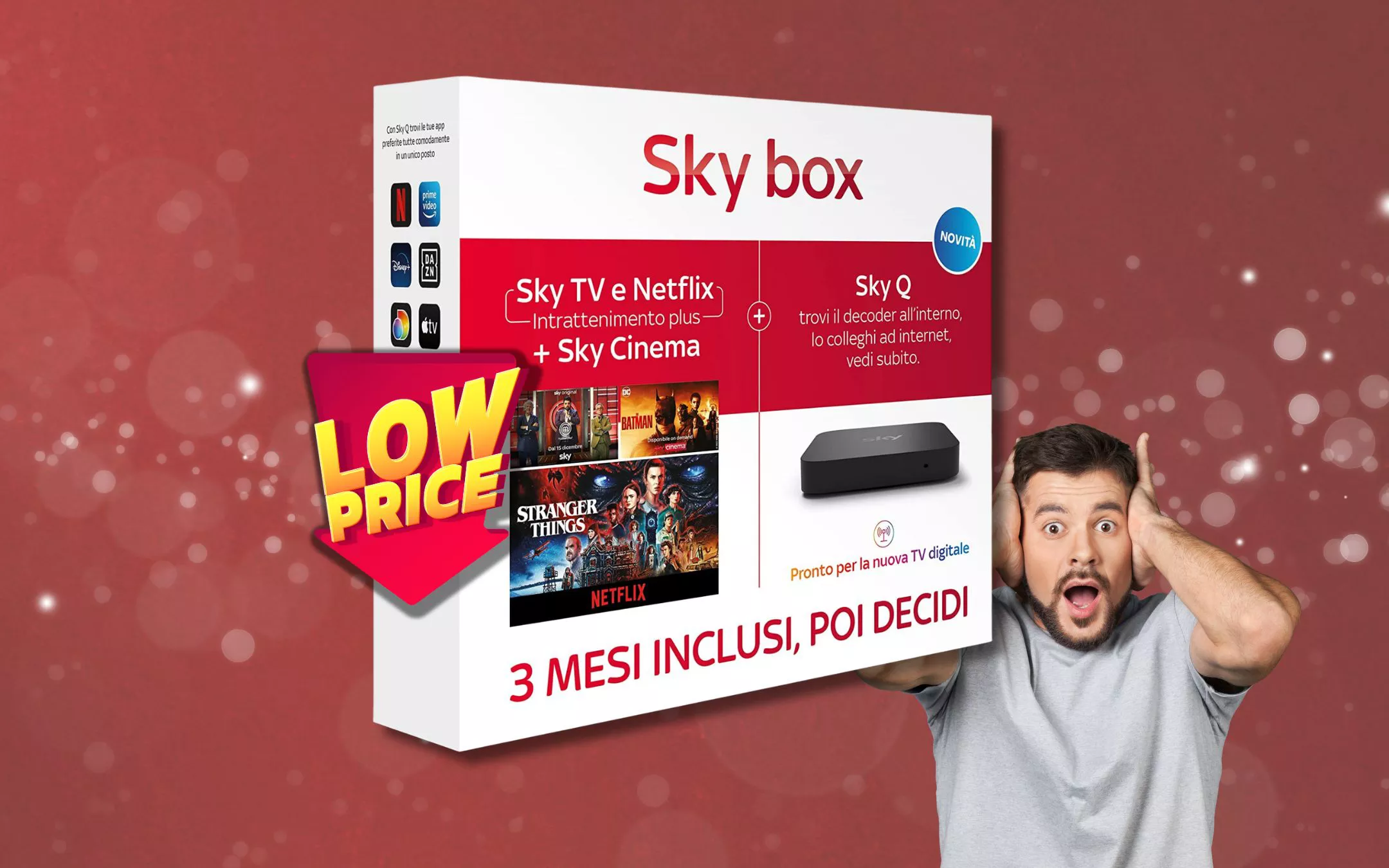 Sky Box con 3 mesi di Sky TV, Sky Cinema e Neflix a 20,94 euro: OFFERTA  LAMPO