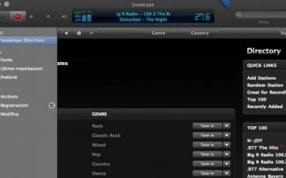 Snowtape: ascoltare e registrare tracce dalle radio online