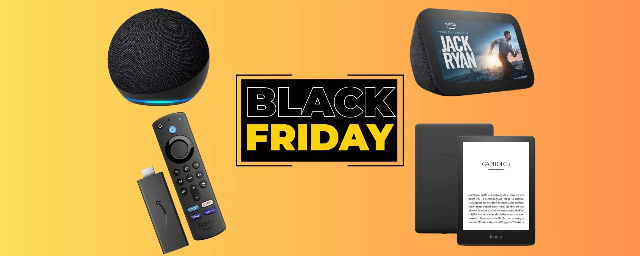 Amazon Echo, Fire TV e Kindle: SCONTI FOLLI al Black Friday