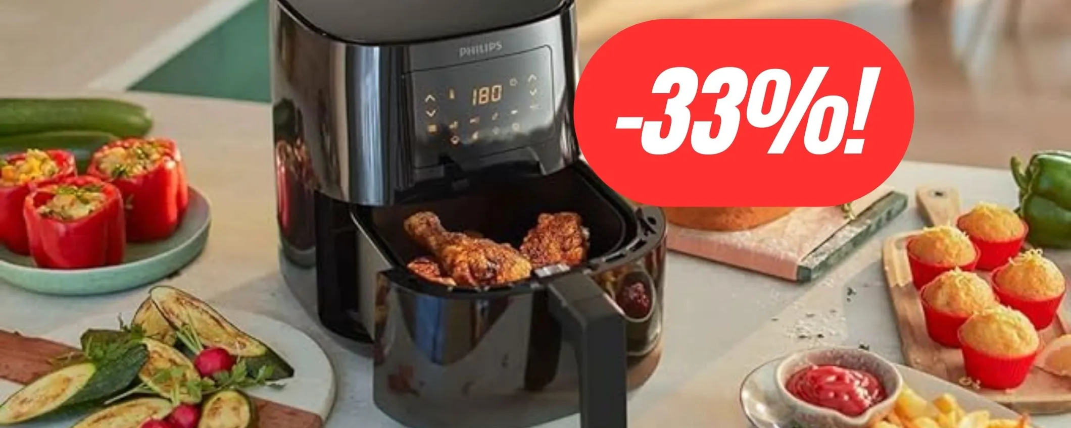 Pasti sani e gustosi con la friggitrice ad aria Philips al 33% di sconto