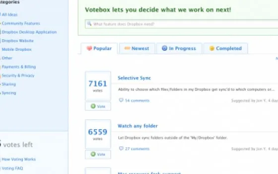 Dropbox introduce Votebox per votare le prossime funzioni da implementare