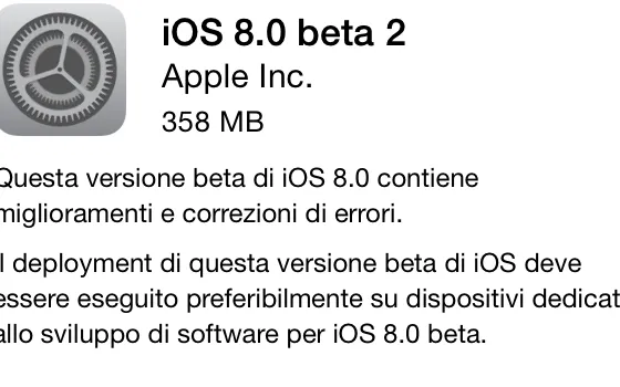 Apple rilascia iOS 8 beta 2