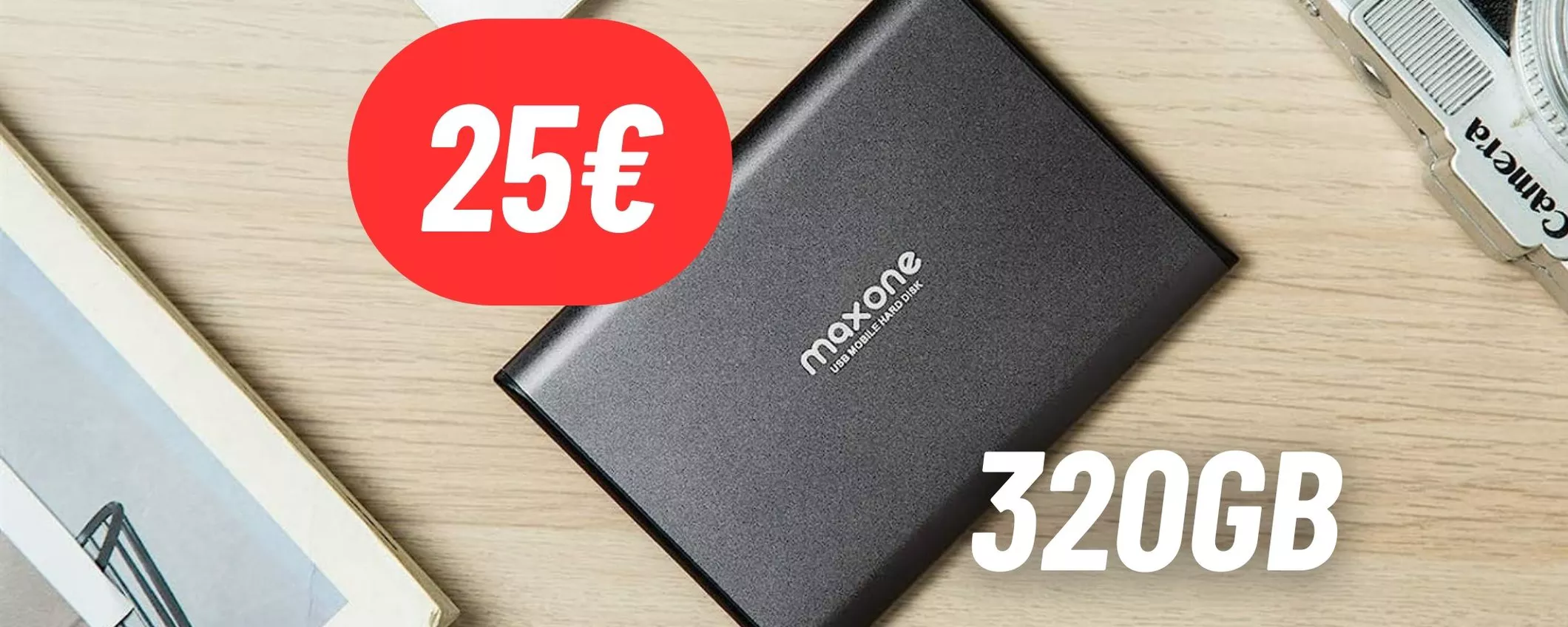 Hard disk esterno ultrasottile da 320GB a soli 25€ su Amazon