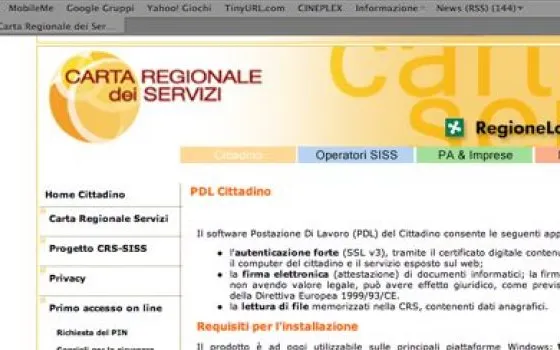 Lombardia: la Carta dei Servizi online esclude gli utenti Mac