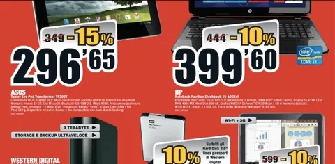 Mediaworld: ASUS Transformer TF300T a 296 euro