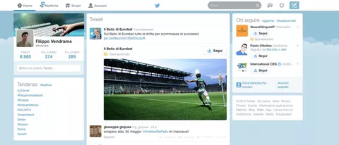 Twitter introduce un nuovo layout web a 3 colonne