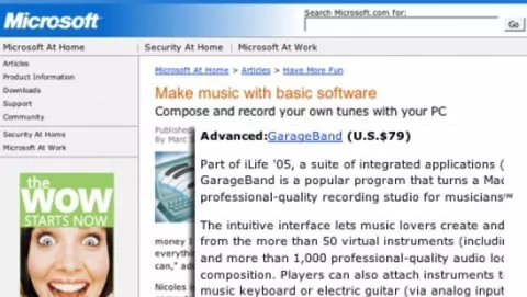 Per la musica usate GarageBand. Parola di Microsoft