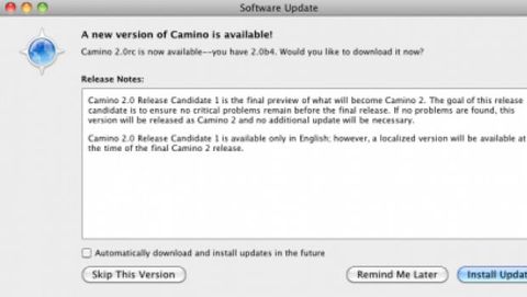 Camino 2: disponibile la release candidate 1