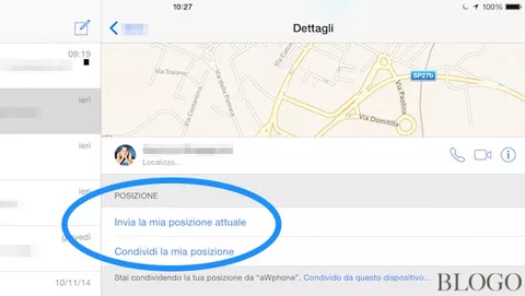 iOS 8, Condividere istantaneamente la propria posizione dall'app Messaggi