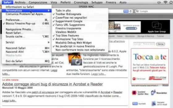 Disponibile la seconda beta di Safari 4 compatibile con Mac OS X 10.5.7