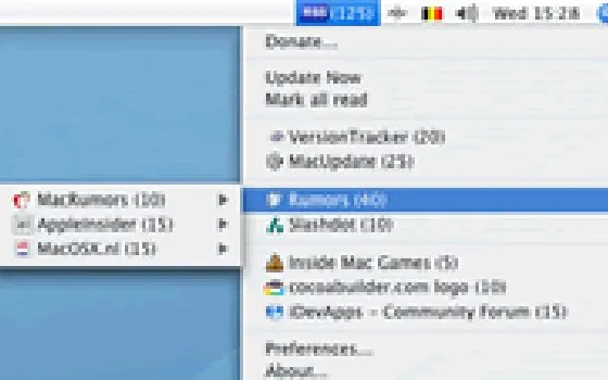 RSS nella barra dei menu